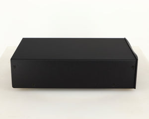 Left side view of a used Simaudio Moon 310LP Phono Pre Amplifier in a black finish