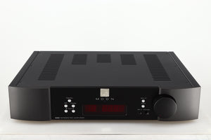 Front view of a used Simaudio Moon 340i D3PX Integrated Amplifier in a black finish