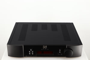 Top of a used Simaudio Moon 340i D3PX Integrated Amplifier in a black finish