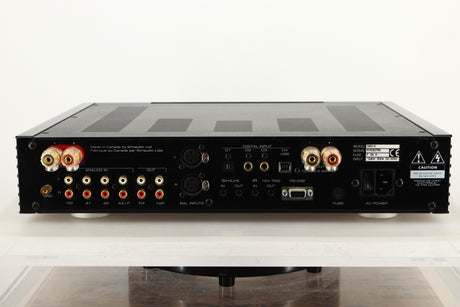 Read view of a used SimAudio Moon 340i X Integrated Amplifier in Black/Silver finish