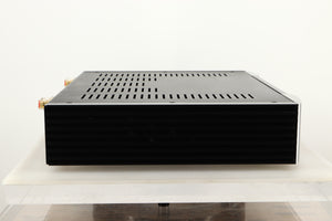 Side view of a used SimAudio Moon 340i X Integrated Amplifier in Black/Silver finish