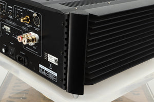 Back right corner view of a used Simaudio Moon 860A V2 Power Amplifier in black finish 