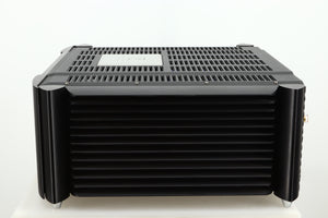 Side view of a used Simaudio Moon 860A V2 Power Amplifier in black finish 