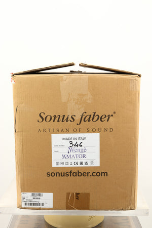 Box of a used pair of Sonus Faber Lumina II Amator Standmount Speakers in Venge finish
