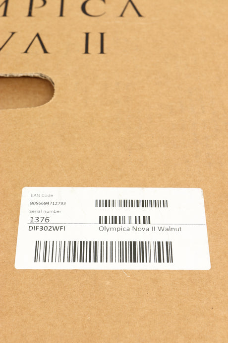 Close up of a used Sonus Faber Olympica Nova II Floorstanding Speaker  box showing the label