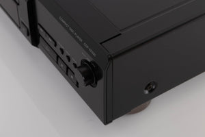 Front right corner of a used Sony CDP-XE330 CD Player in a Black finish