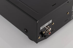 Rear right corner of a used Sony CDP-XE330 CD Player in a Black finish