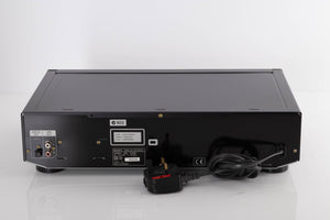 Rear view of a used Sony CDP-XE330 CD Player in a Black finish showing Phono and Optical Outputs