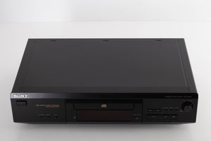 Top of a used Sony CDP-XE330 CD Player in a Black finish