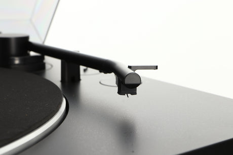 Close up of a used Sony PS-X301BT/C Turntable in a black finish showing stylus