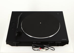 Rear view of a used Sony PS-X301BT/C Turntable in a black finish