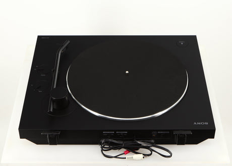 Rear view of a used Sony PS-X301BT/C Turntable in a black finish