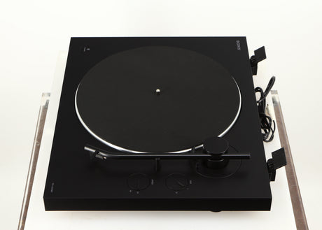Right side view of a used Sony PS-X301BT/C Turntable in a black finish
