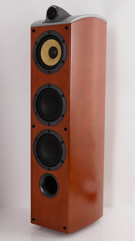 Front right corner of a used Sony SS-X90ED Floorstanding Speaker in a Silver / Cherry finish