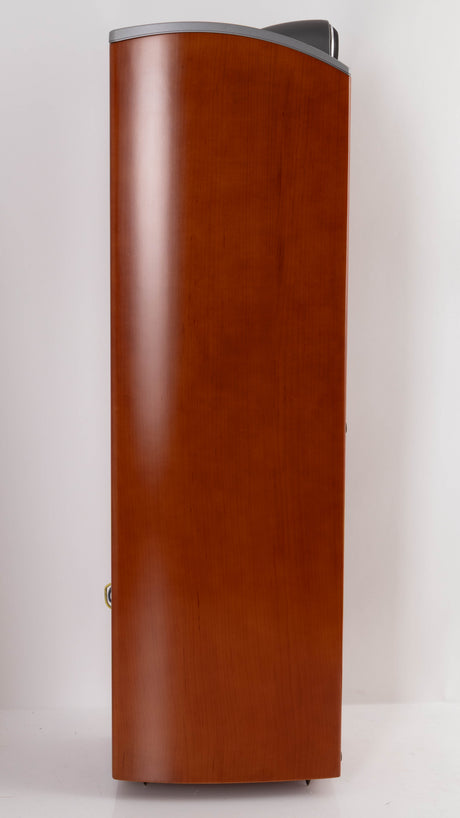 Left side view of a used Sony SS-X90ED Floorstanding Speaker in a Silver / Cherry finish
