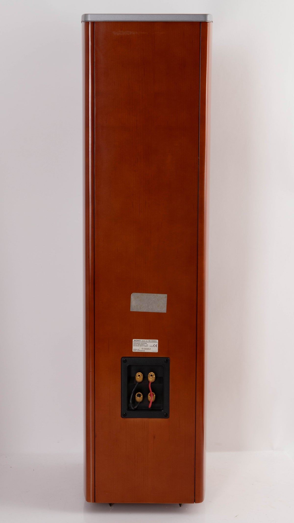 Rear view of a used Sony SS-X90ED Floorstanding Speaker in a Silver / Cherry finish
