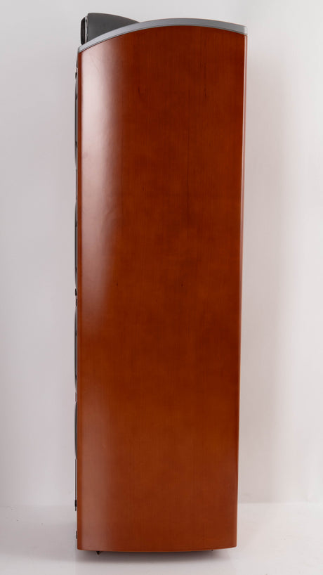 Right side view of a used Sony SS-X90ED Floorstanding Speaker in a Silver / Cherry finish