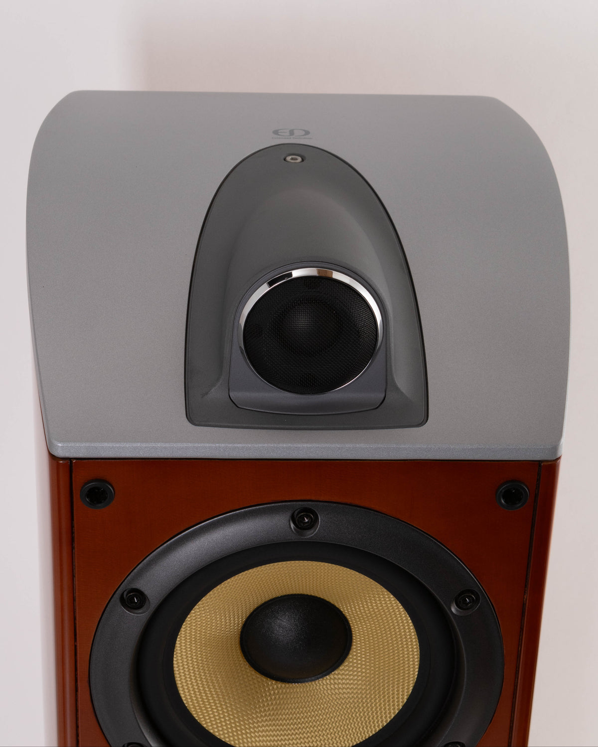Top of a used Sony SS-X90ED Floorstanding Speaker in a Silver / Cherry finish