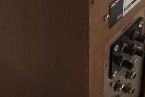 Close up of a used Sony ST-80F Tuner showing scratching on right side