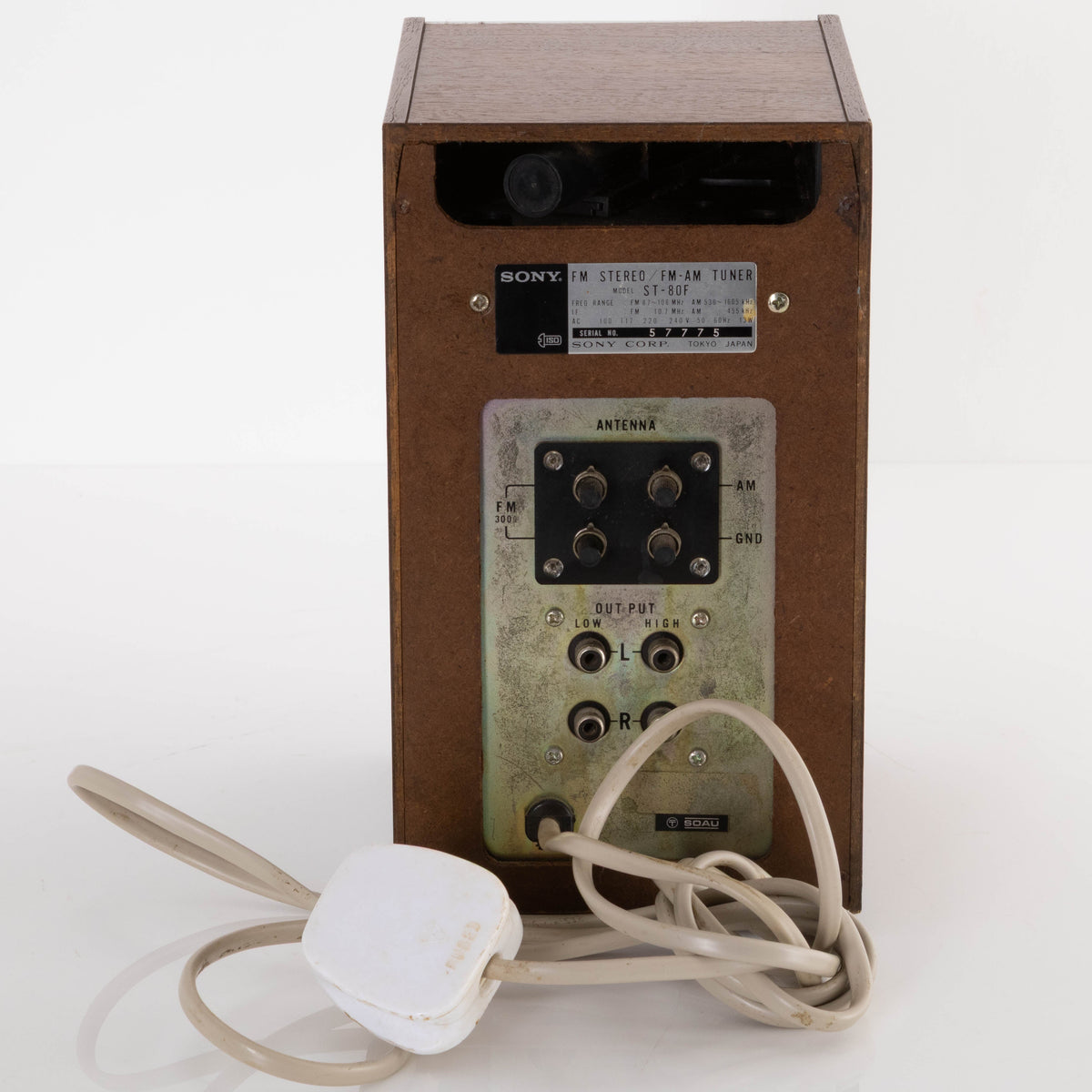 Rear view of a used Sony ST-80F Tuner showing Phono Outputs 