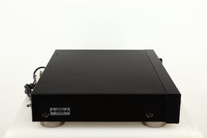 Left side view of a used Sony ST-S570ES FM/AM Tuner in a black finish