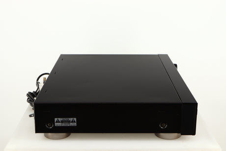 Left side view of a used Sony ST-S570ES FM/AM Tuner in a black finish