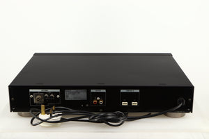 Rear view of a used Sony ST-S570ES FM/AM Tuner in a black finish showing Phono Outputs