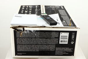 Box for a used Sony STR-DN1080 AV Receiver in a black finish showing Adaptor, Remote and Manual