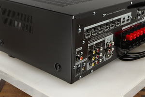 Rear right corner of a used Sony STR-DN1080 AV Receiver in a black finish