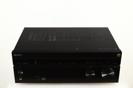 Top of a used Sony STR-DN1080 AV Receiver in a black finish