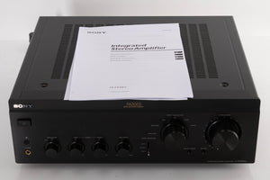 Top of a used Sony TA-FA30ES Integrated Amplifier in a Black finish showing Manual