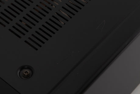 Close up of a used Sony TA-FA30ES Integrated Amplifier in a Black finish showing scratches on top