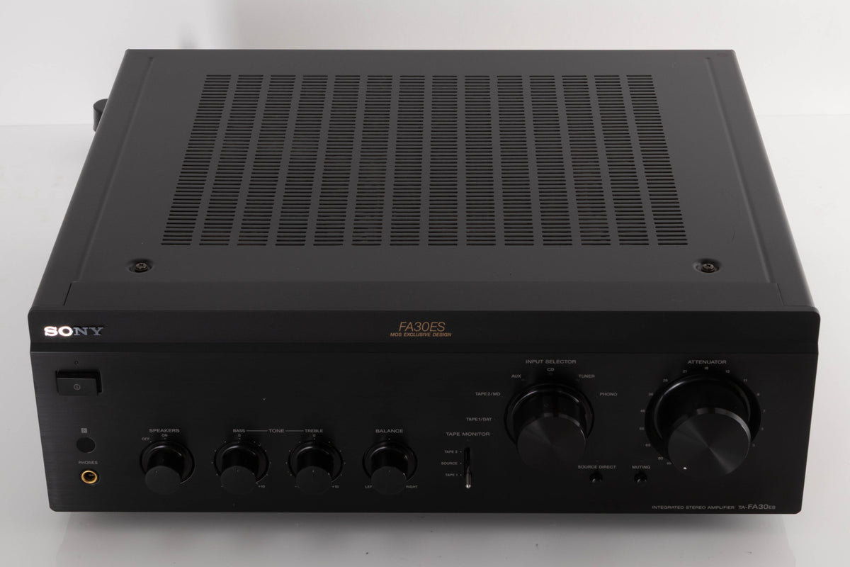 Top of a used Sony TA-FA30ES Integrated Amplifier in a Black finish