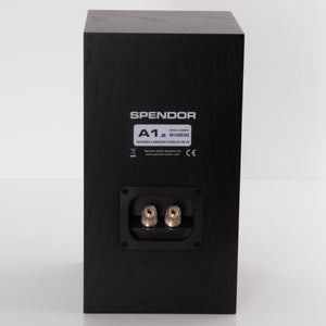 Rear view of a used Spendor A1.2 Standmount Speaker in a Black Oak finish