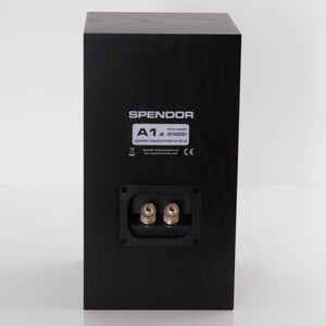 Rear view of a used Spendor A1.2 Standmount Speaker in a Black Oak finish