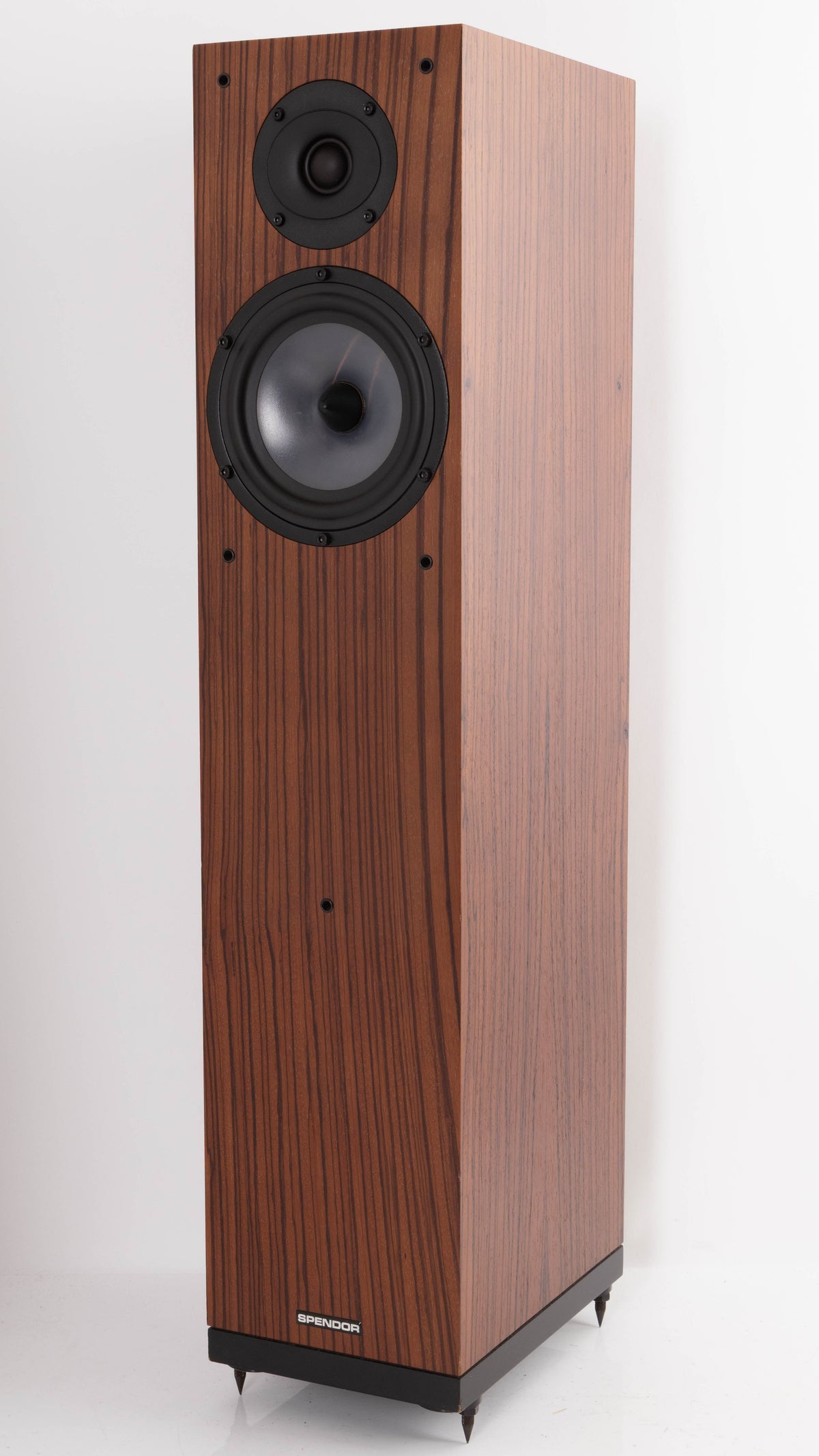 Front right corner of a used Spendor A6 Floorstanding Speaker in a Wenge finish