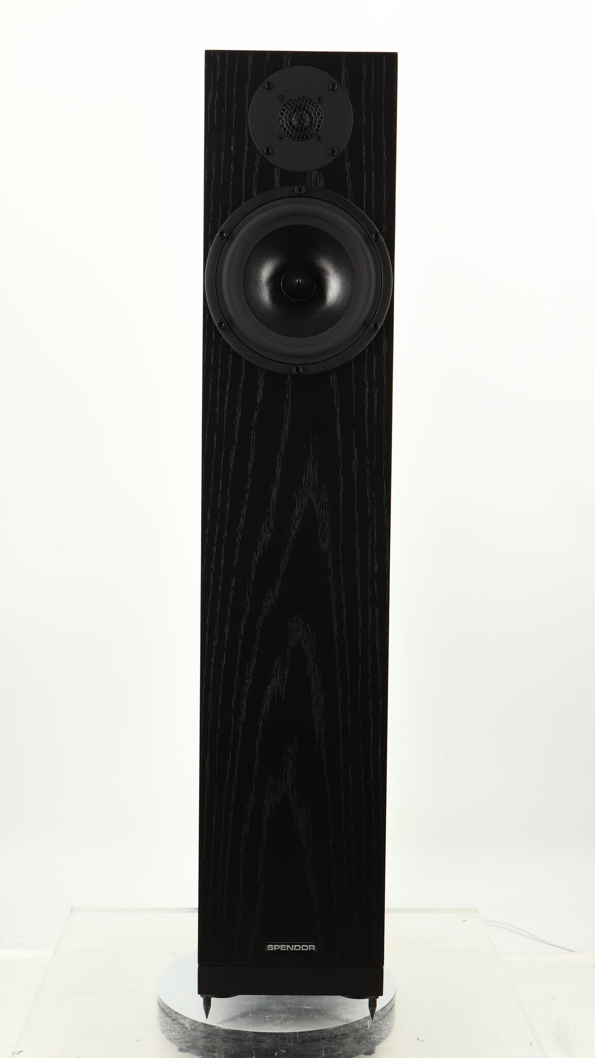 Front view of a used Spendor A7 Floorstanding Speaker in a black oak finish