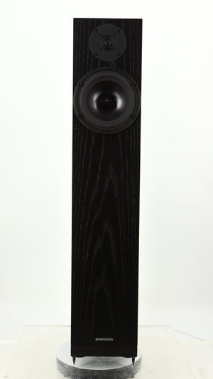 Front view of a used Spendor A7 Floorstanding Speaker in a black oak finish