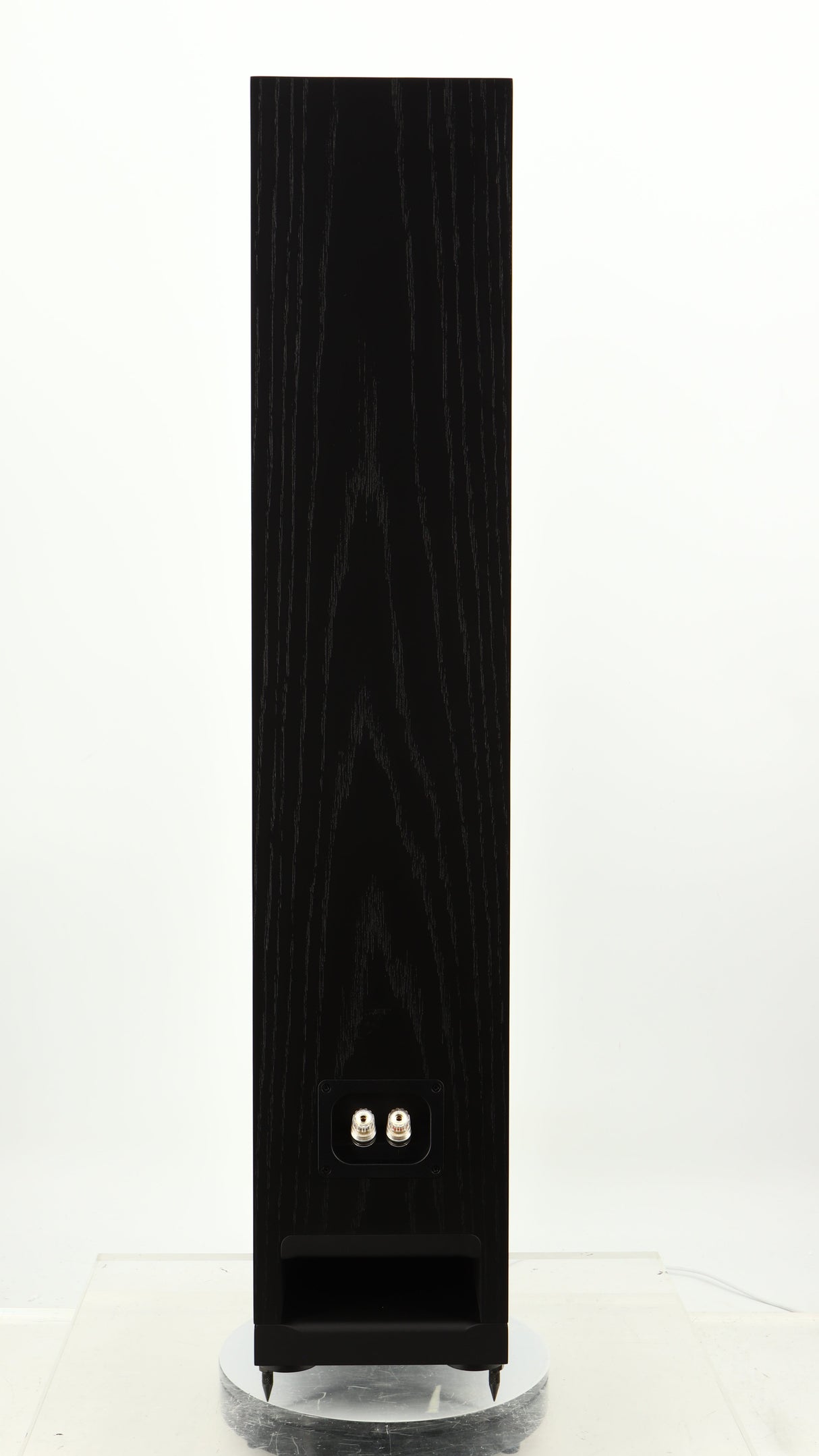 Rear view of a used Spendor A7 Floorstanding Speaker in a black oak finish