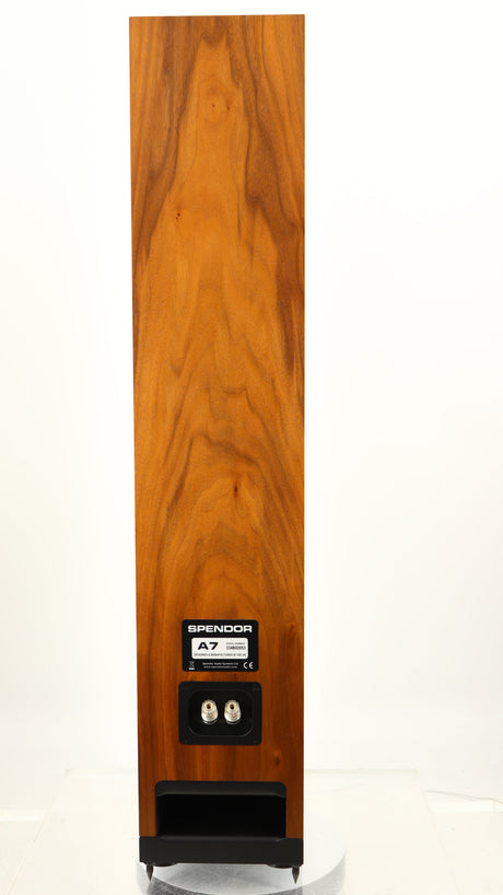 Rear view of a used Spendor A7 Floorstanding Speaker in a walnut finish