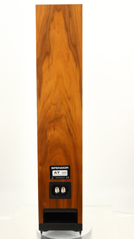 Rear view of a used Spendor A7 Floorstanding Speaker in a walnut finish