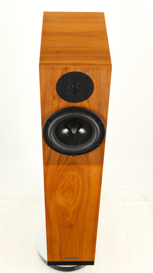 Top of a used Spendor A7 Floorstanding Speaker in a walnut finish