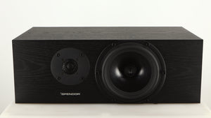 Front view of a used Spendor AC2 Centre Speaker in a black oak finish