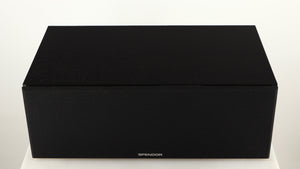 Top of a used Spendor AC2 Centre Speaker in a black oak finish showing Grille