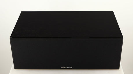 Top of a used Spendor AC2 Centre Speaker in a black oak finish showing Grille