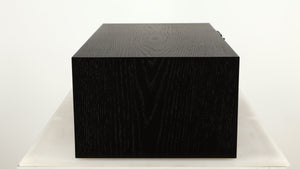 Left side view of a used Spendor AC2 Centre Speaker in a black oak finish