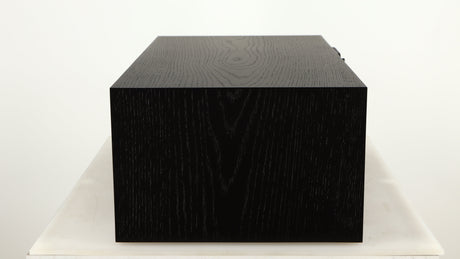 Left side view of a used Spendor AC2 Centre Speaker in a black oak finish