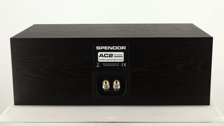 Rear view of a used Spendor AC2 Centre Speaker in a black oak finish