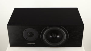 Top of a used Spendor AC2 Centre Speaker in a black oak finish