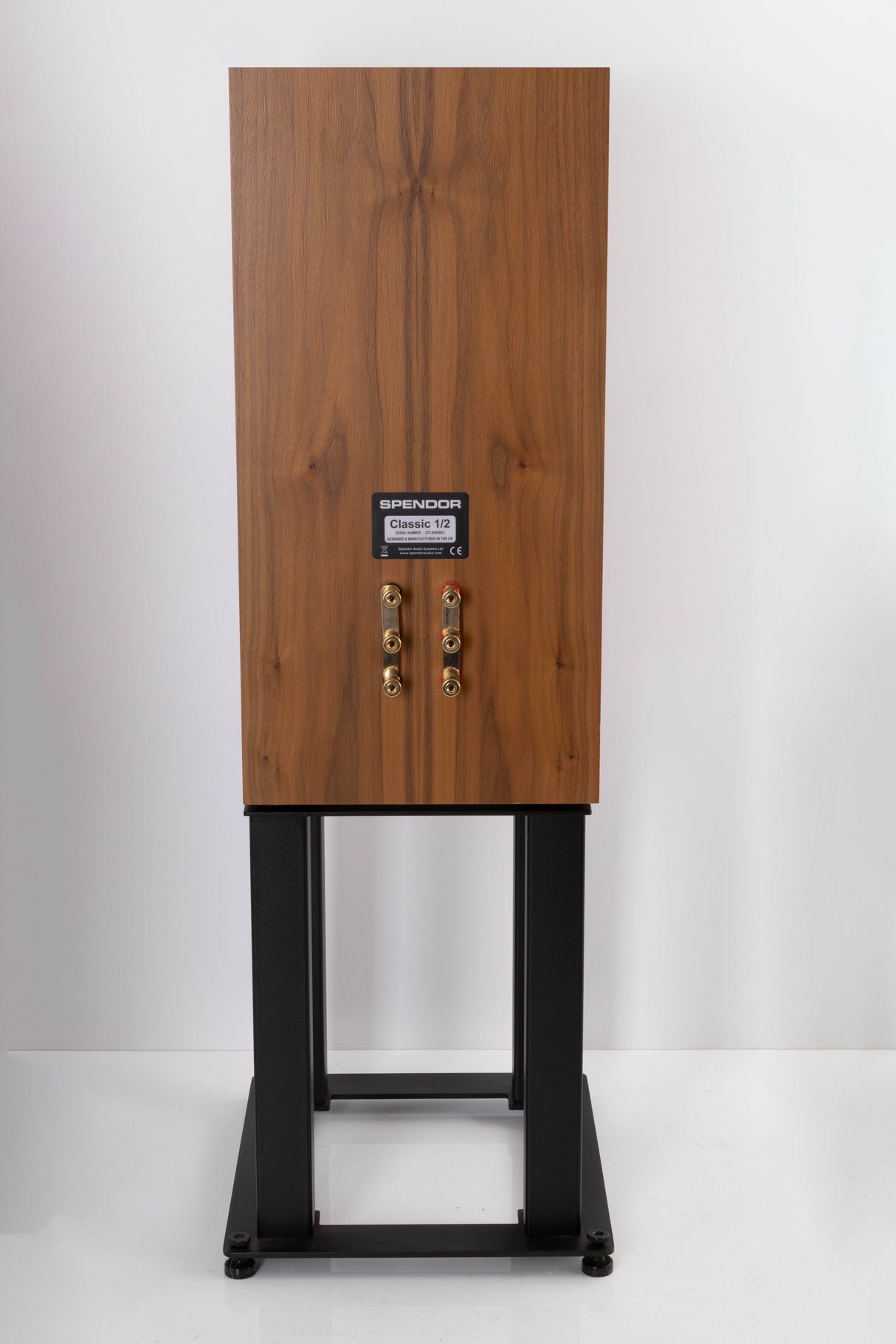 Rear view of a used Spendor Classic 1/2 Standmount Speaker in Walnut finish